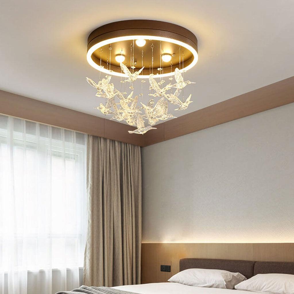 Modern Creative Cartoon Round Bird / Skirt Hanging LED Flush Mount Ceiling Light Lumendat