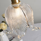 Vintage Nordic Brass Glass Bell Flower 1-light Pendant Light