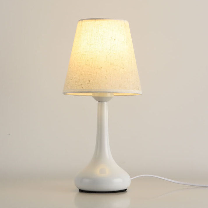 Nordic Vintage Pure Black White Iron Fabric 1-Light Table Lamp Lumendat