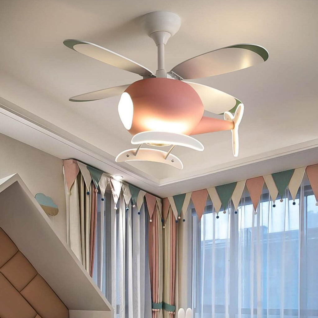Lumendat Simple Cartoon Aircraft LED Downrods Ceiling Fan Light Lumendat