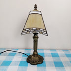 European Vintage Tiffany Square Stained Glass Iron 1-Light Table Lamp Lumendat