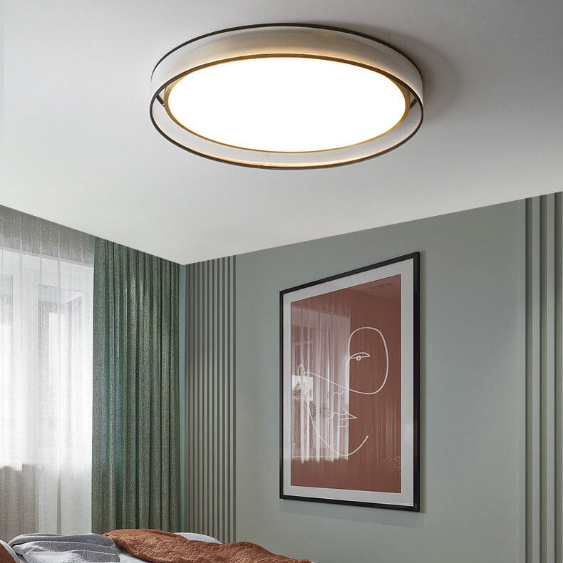 Nordic Luxury Round Fabric Brass Acrylic LED Flush Mount Ceiling Light BulbSquare