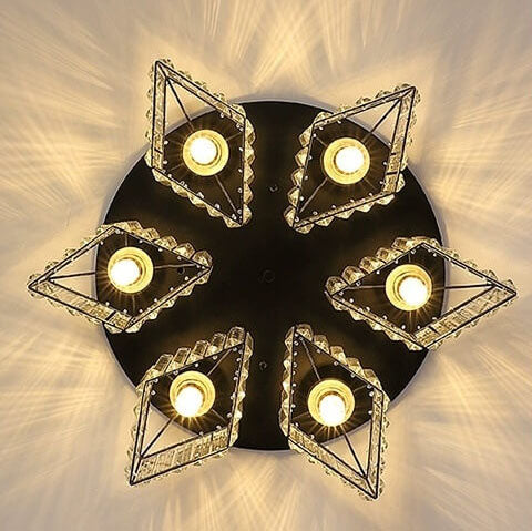 Modern Luxury Diamond Shaped Iron Crystal 3/4/5/6 Light Semi-Flush Mount Ceiling Light Lumendat