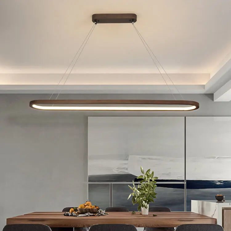 Modern Chinese Solid Wood Round Ring Frame Island Light LED Chandelier modern luxury lighting fixture