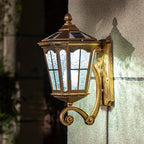 Traditional European Solar Outdoor Lantern Aluminum Glass Waterproof 1-Light Wall Sconce Lamp for Outdoor Patio