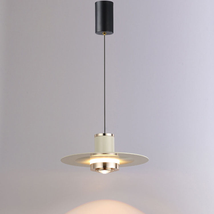 Modern Minimalist Cylinder Flying Saucer Metal LED Pendant Light for Living Room