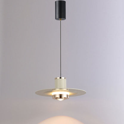 Modern Minimalist Cylinder Flying Saucer Metal LED Pendant Light for Living Room