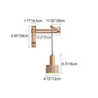 Japanese Modern Wood Retractable Folding 1-Light Wall Sconce Lamp Lumendat