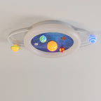 Modern Minimalist Children Round Planet Iron Resin Acrylic LED Flush Mount Ceiling Light for Bedroom
