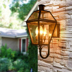 Industrial Waterproof Glass Lantern Iron 3-Light Outdoor Wall Sconce Lamp Lumendat