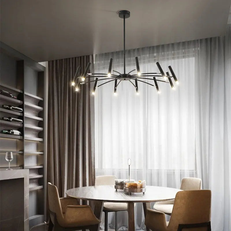 Contemporary Scandinavian Round Radioactive Iron Aluminum 12/24 Light Chandelier for Living Room Lumendat