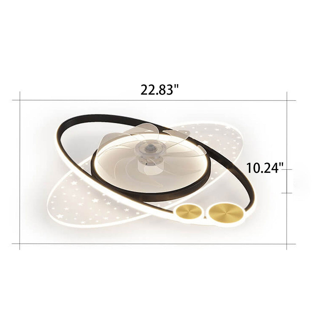 Lumendat Modern Creative Planet Star Effect LED Flush Mount Ceiling Fan Light Lumendat