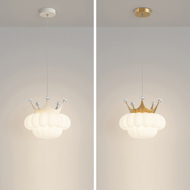 Lumendat Contemporary Creative Kids Cloud Crown Iron PE Crystal LED Pendant Light For Bedroom Lumendat