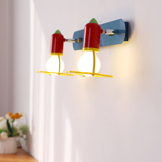 Lumendat Modern Mid-Century Kids Rectangle Round Iron Acrylic 2-Light Wall Sconce Lamp For Bedroom Lumendat