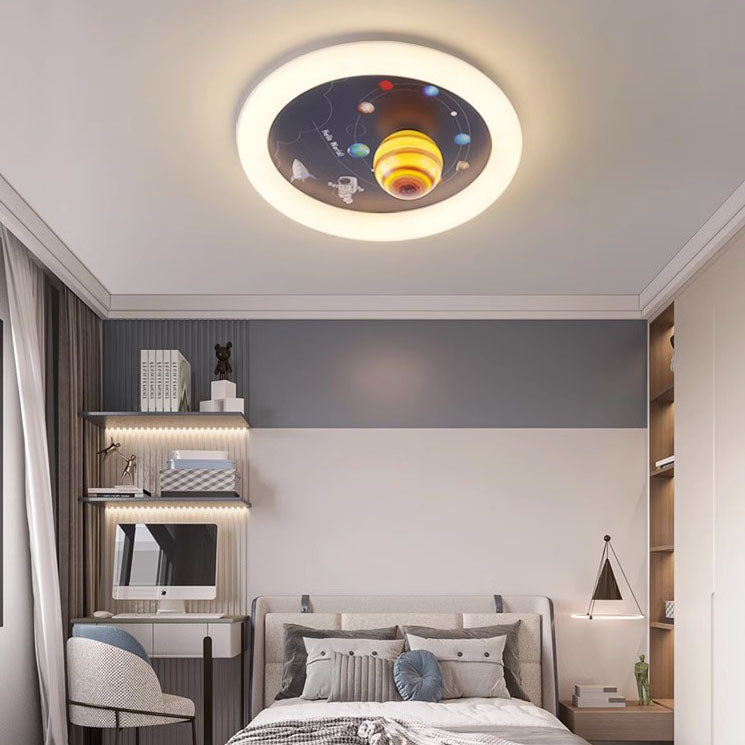 Lumendat Contemporary Nordic Hardware Round Planet Cartoon LED Flush Mount Ceiling Light For Bedroom Lumendat