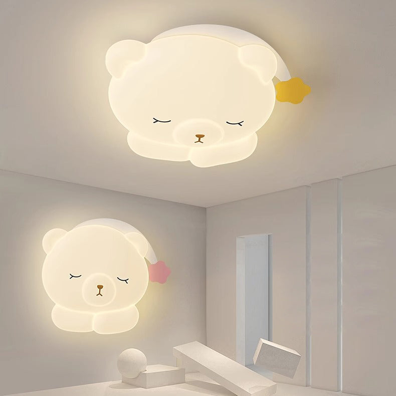 Lumendat Modern Art Deco Kids Iron PE Bear LED Flush Mount Ceiling Light For Bedroom Lumendat