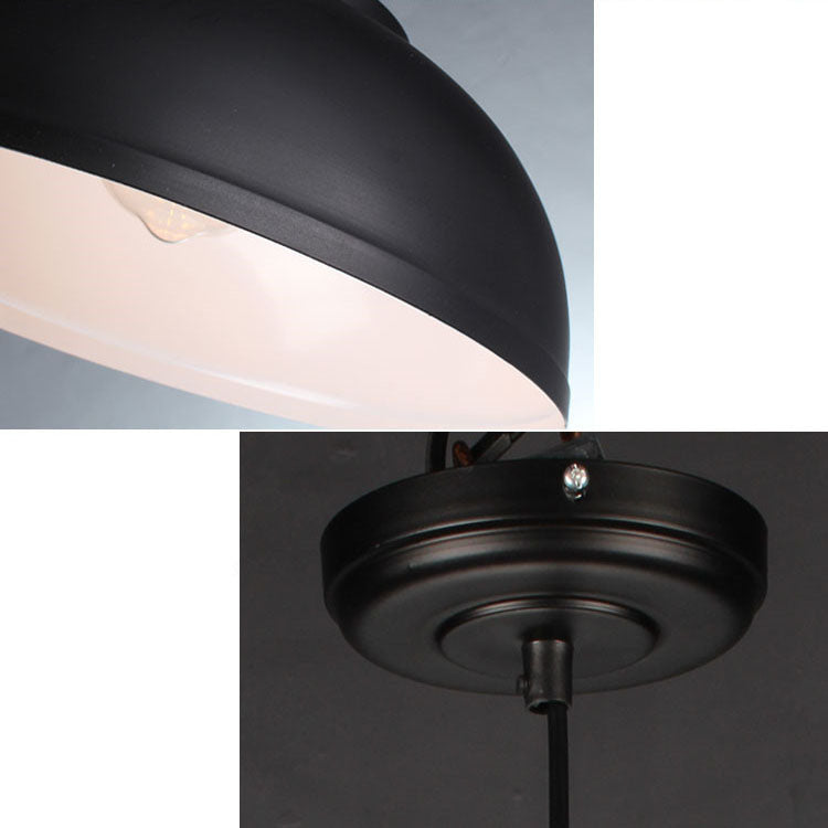 Industrial Simple Dome Round Pot Lid Iron 1-light Pendant Light BulbSquare