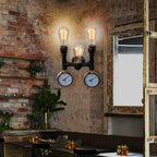 Traditional Vintage Iron Pipe Water Meter 3-Light Wall Sconce Lamp For Living Room Lumendat