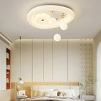 Lumendat Contemporary Nordic Kids Iron PE Elliptical Round Ball Flower Moon LED Flush Mount Ceiling Light For Bedroom Lumendat