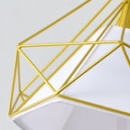 Scandinavian Modern Minimalist Iron Glass Ceramic Flower Diamond 1-Light Semi-Flush Mount Ceiling Light Lumendat