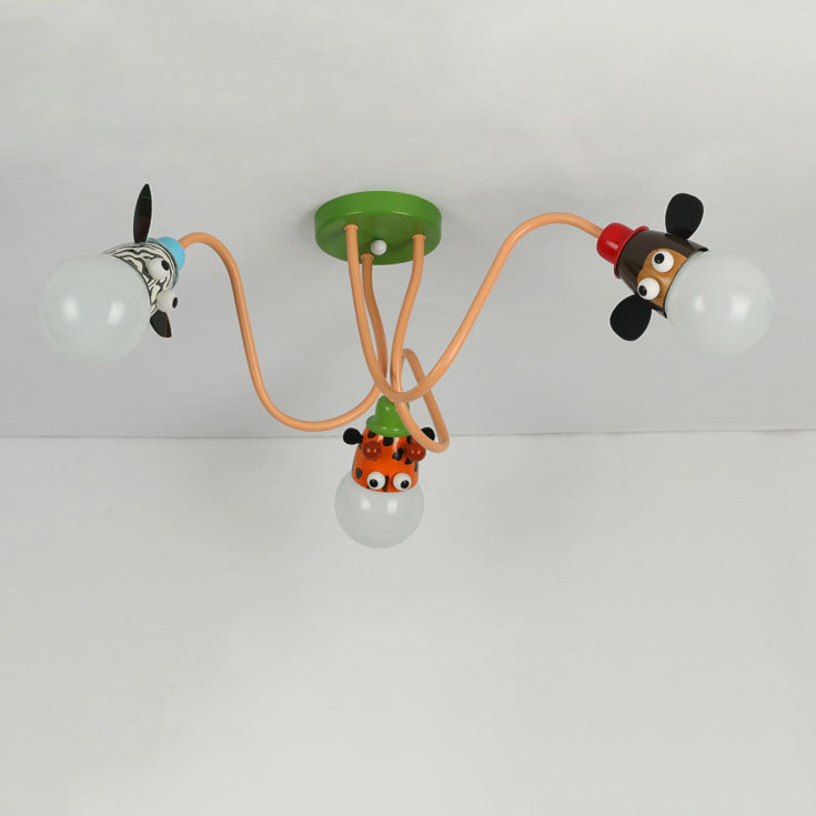 Lumendat Cartoon Creative Animal Light Head 3/4/5 Light Kids Semi-Flush Mount Ceiling Light Lumendat