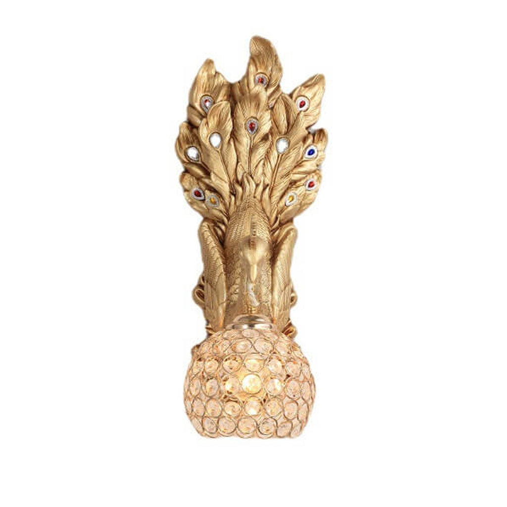 European Creative Peacock Resin Glass Shade 1-Light Wall Sconce Lamp Lumendat