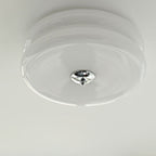French Minimalist Cream Glass Round LED Flush Mount Ceiling Light BulbSquare