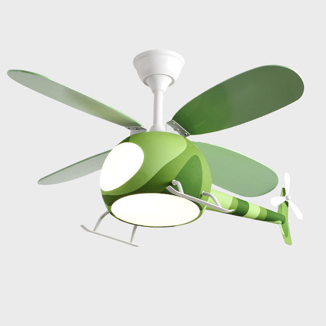 Lumendat Contemporary Creative Iron Cartoon Planes LED Downrods Ceiling Fan Light for Bedroom Lumendat