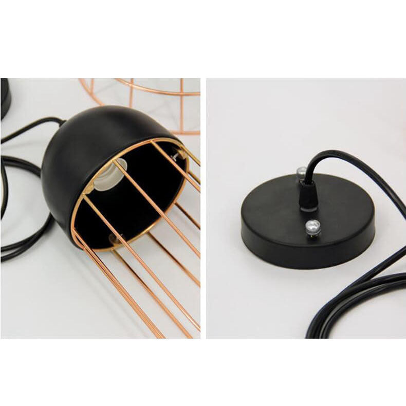 Nordic Creative Iron Cage Geometry 1-light Pendant Light BulbSquare