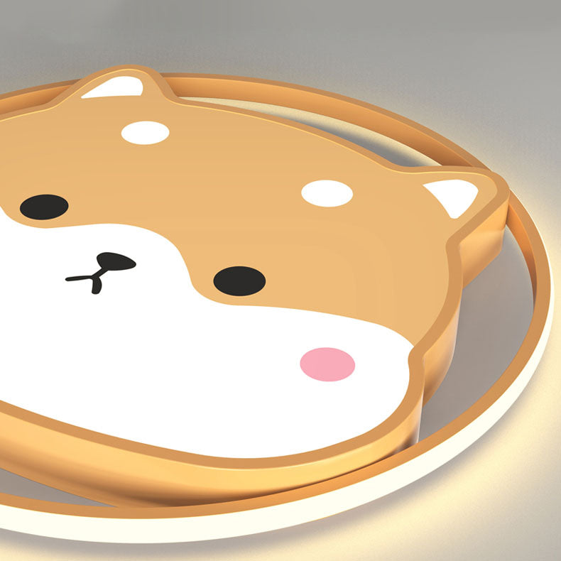 Lumendat Contemporary Creative Round Shiba Inu Kids Acrylic LED Flush Mount Ceiling Light For Bedroom Lumendat