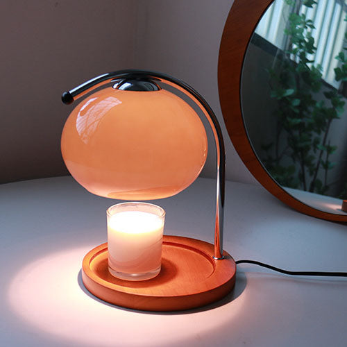 Vintage Glass Dome Solid Wood Base 1-Light Melting Wax Table Lamp Lumendat