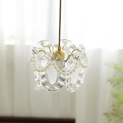 French Light Luxury Hardware Glass 1-Light Pendant Light