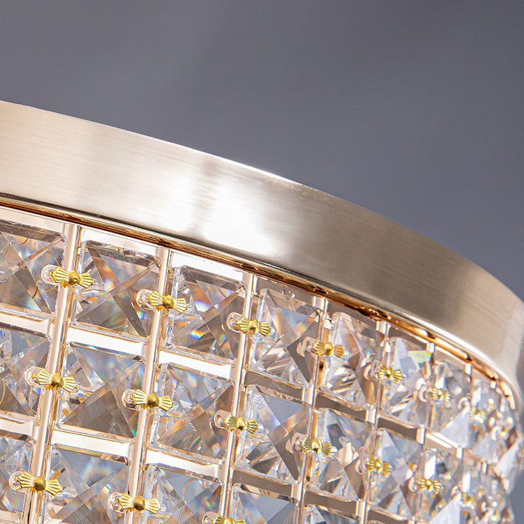Modern Luxury Round Iron Crystal Beads 6/9-Light Flush Mount Ceiling Light For Living Room Lumendat