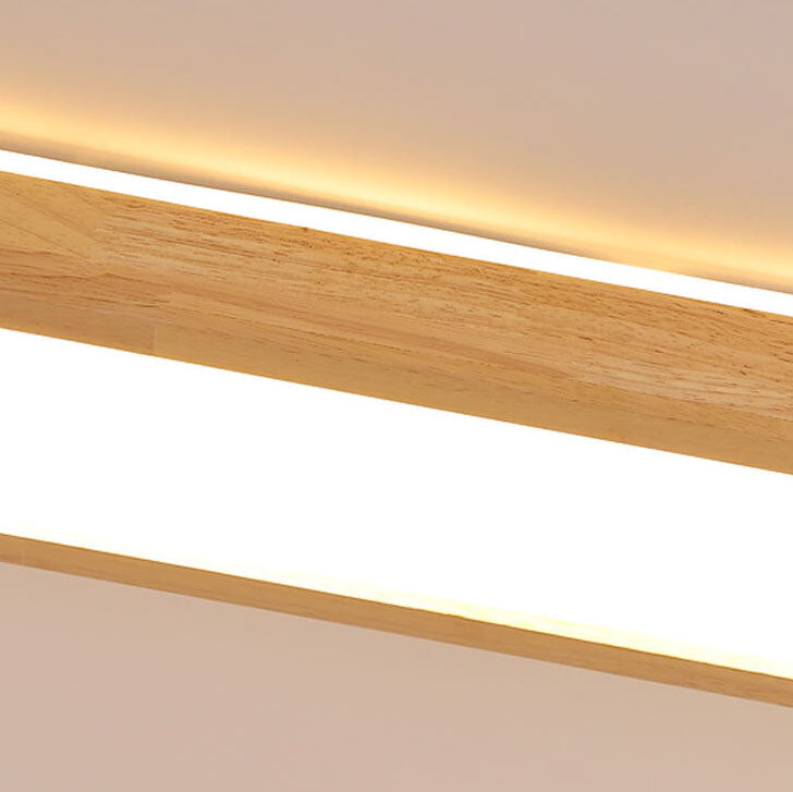 Japanese Minimalist Log Rectangular Walnut LED Flush Mount Ceiling Light BulbSquare