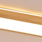 Japanese Minimalist Log Rectangular Walnut LED Flush Mount Ceiling Light BulbSquare