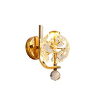Modern Luxury Metal Iron Stainless Steel Crystal Ball Cylinder 1-Light Wall Sconce Lamp For Bedside Lumendat