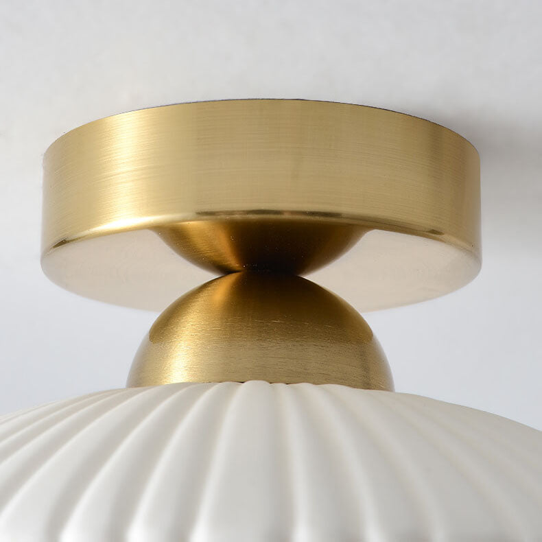 Modern Light Luxury Ceramic Disc 1-light Semi-flush Mount Lighting
