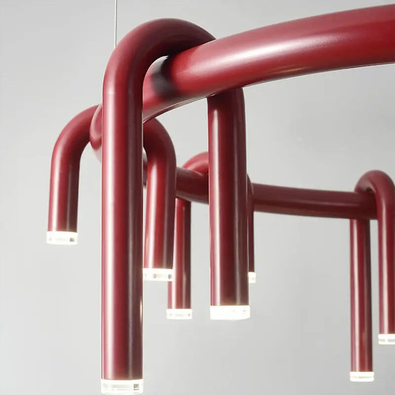 Modern Mid-century Iron Geometric Line Combination LED Chandelier for Living Room Lumendat