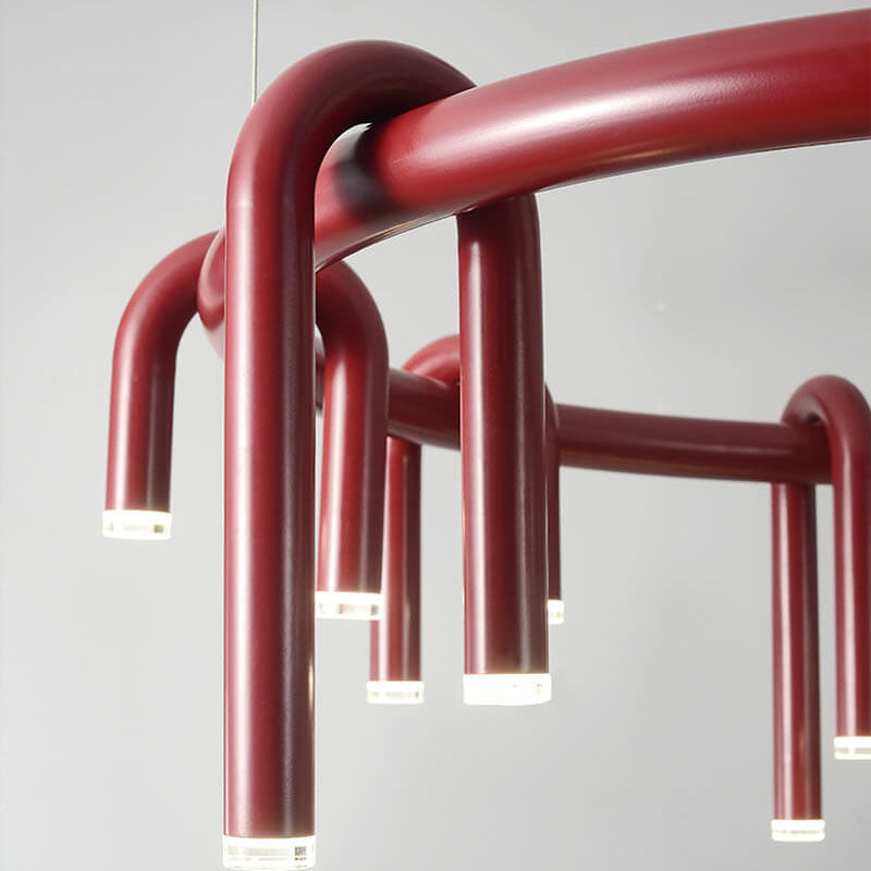 Modern Mid-century Iron Geometric Line Combination LED Chandelier for Living Room