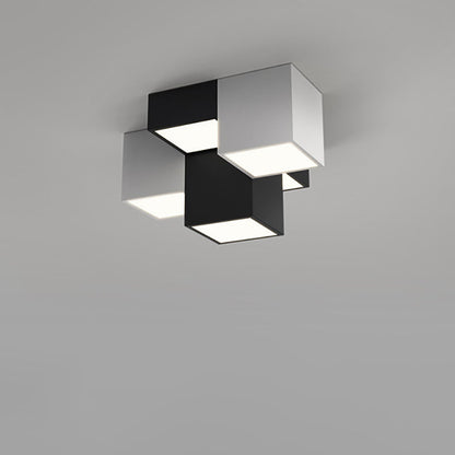 Modern Minimalist Cube Iron Acrylic LED Flush Mount Ceiling Light for Living Room