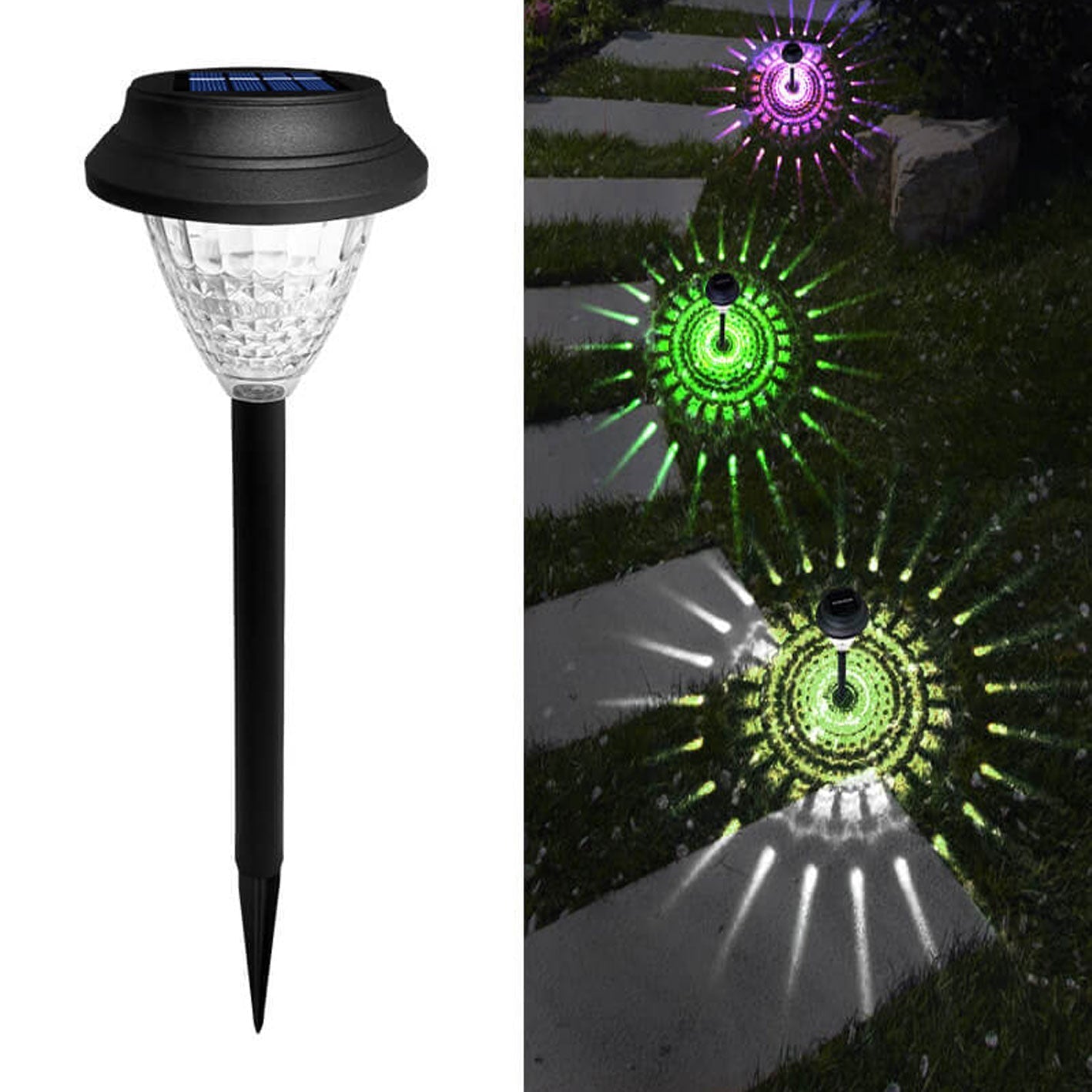 Solar Waterproof Circular Divergent Light Shadow Design LED Outdoor Garden Decorative Light Lumendat