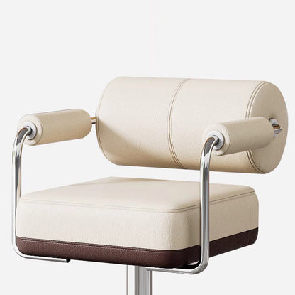 Contemporary Luxury Faux Leather Upholstered Height Adjustable Swivel Bar Stool Armrest Footrest For Dining Room