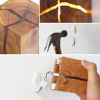 Creative Cracked Solid Wood Square 1-Light Wall Sconce Lamps