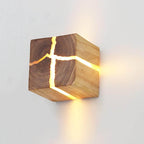 Creative Cracked Solid Wood Square 1-Light Wall Sconce Lamps