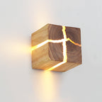 Creative Cracked Solid Wood Square 1-Light Wall Sconce Lamps