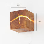 Creative Cracked Solid Wood Square 1-Light Wall Sconce Lamps