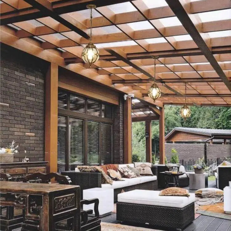 European Retro Spherical 1-light Outdoor Waterproof Pendant Light Lumendat