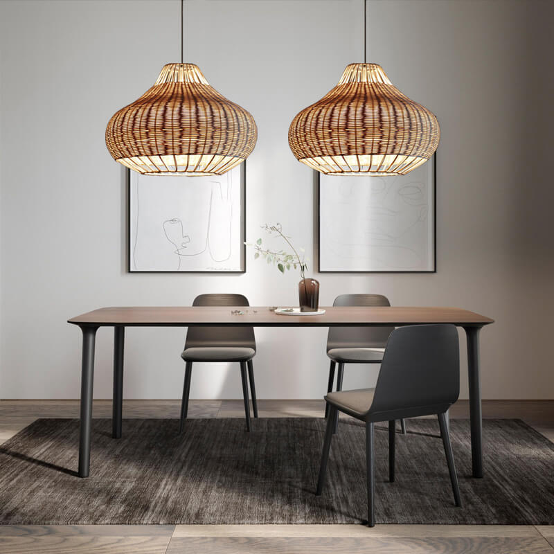 Modern Rattan 1-light Pear Shaped Pendant Light