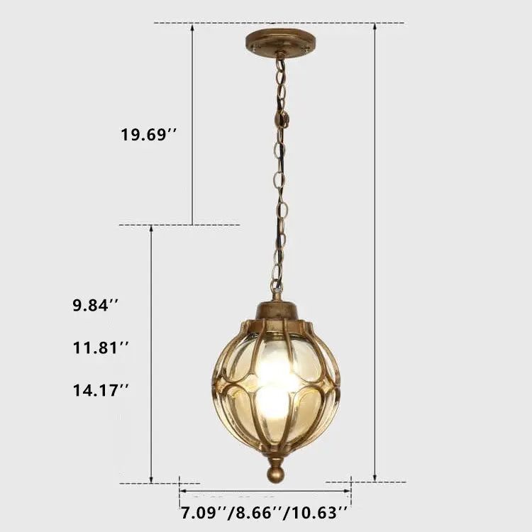 European Retro Spherical 1-light Outdoor Waterproof Pendant Light Lumendat