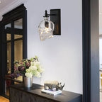 Contemporary Creative Round Skull Glass Iron 1-Light Halloween Wall Sconce Lamp For Living Room